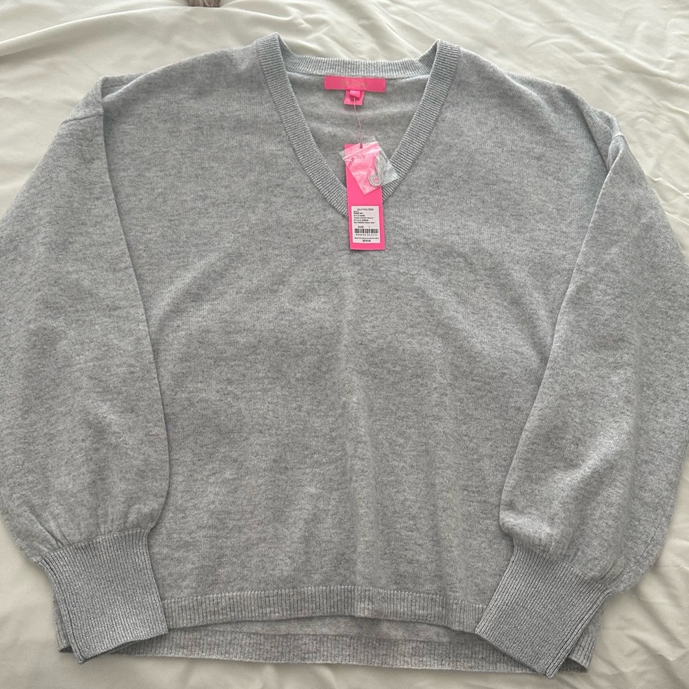 Lilly Pulitzer Gray Cashmere Sweater, size Large, new with tags